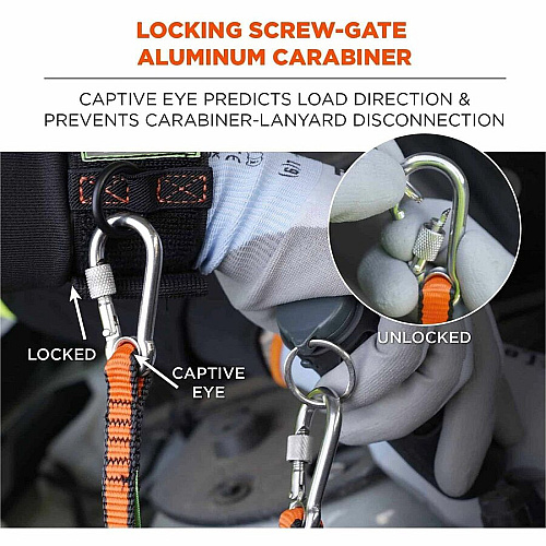Ergodyne Squids 3154 Web Lanyard 5.07 lb Load Capacity - Small (S) - Tether Attachment - Orange - Nylon - 3 Pack (19266)