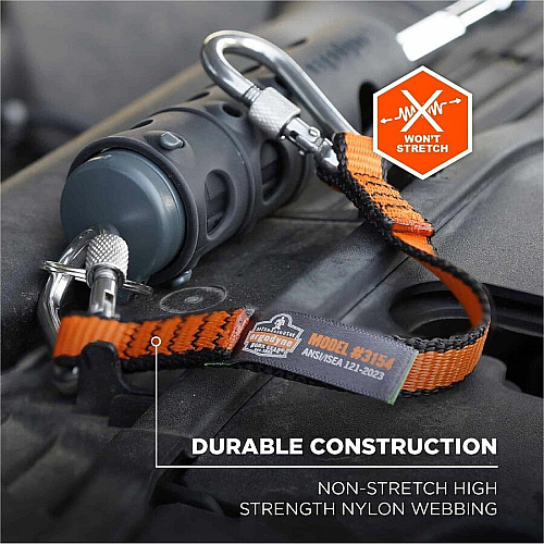 Ergodyne Squids 3154 Web Lanyard 5.07 lb Load Capacity - Small (S) - Tether Attachment - Orange - Nylon - 3 Pack (19266)