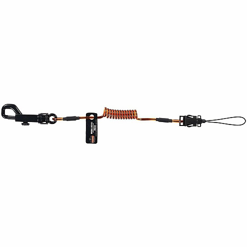 Ergodyne Squids 3151 Coil Lanyard with Mini Adhesive Mounts 2 lb Load Capacity - Small (S) - Hook & Loop Attachment - Black, Orange - 1 / Each (19260)