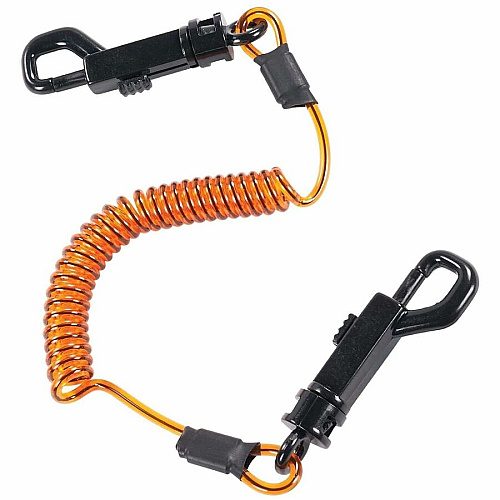 Ergodyne Squids 3152 Coil Lanyard 2 lb Load Capacity - Medium (M) - Hook Attachment - Black, Orange - 3 Pack (19262)