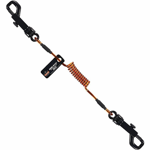 Ergodyne Squids 3152 Coil Lanyard 2 lb Load Capacity - Small (S) - Hook Attachment - Black, Orange - 3 Pack (19261)
