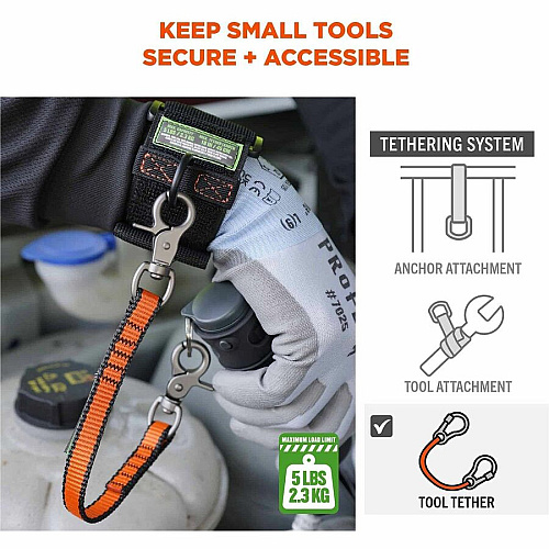 Ergodyne Squids 3153 Web Lanyard 5 lb Load Capacity - Small (S) - Hook Attachment - Orange - Nylon - 3 Pack (19263)