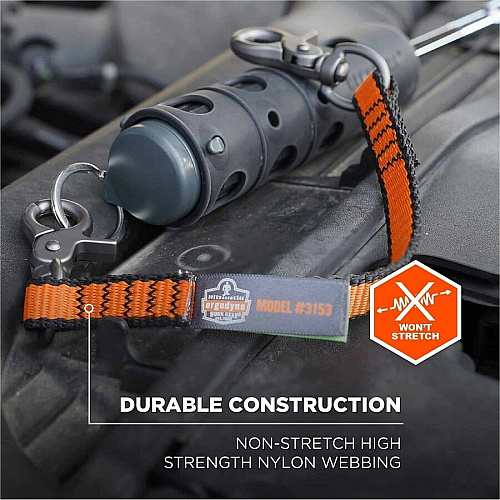 Ergodyne Squids 3153 Web Lanyard 5 lb Load Capacity - Small (S) - Hook Attachment - Orange - Nylon - 3 Pack (19263)