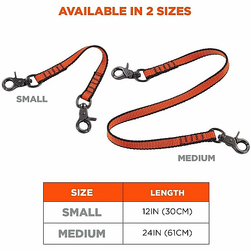 Ergodyne Squids 3153 Web Lanyard 5 lb Load Capacity - Small (S) - Hook Attachment - Orange - Nylon - 3 Pack (19263)