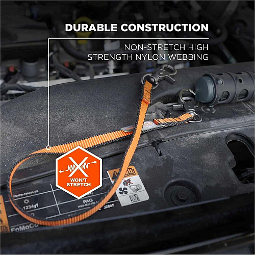 Ergodyne Squids 3153 Web Lanyard 5 lb Load Capacity - Medium (M) - Hook Attachment - Orange - Nylon - 3 Pack (19264)