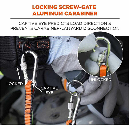 Ergodyne Squids 3154 Web Lanyard 5.07 lb Load Capacity - Medium (M) - Tether Attachment - Orange - Nylon - 3 Pack (19267)