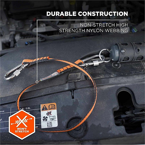 Ergodyne Squids 3154 Web Lanyard 5.07 lb Load Capacity - Medium (M) - Tether Attachment - Orange - Nylon - 3 Pack (19267)