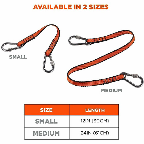 Ergodyne Squids 3154 Web Lanyard 5.07 lb Load Capacity - Medium (M) - Tether Attachment - Orange - Nylon - 3 Pack (19267)