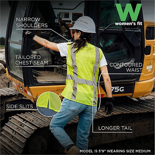 Ergodyne GloWear 8247ZW-S Womens Hi-Vis Surveyor Vest Small - Zipper Closure - 4 Pocket(s) - Polyester, Polyester Mesh - Lime - High Visibility, Zipper Closure, Reflective, Comfortable, Long Lasting, Pocket, Machine Washable, Mesh Back, Reflective (22462)