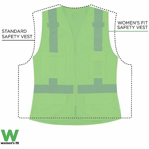 Ergodyne GloWear 8247ZW-S Womens Hi-Vis Surveyor Vest Small - Zipper Closure - 4 Pocket(s) - Polyester, Polyester Mesh - Lime - High Visibility, Zipper Closure, Reflective, Comfortable, Long Lasting, Pocket, Machine Washable, Mesh Back, Reflective (22462)