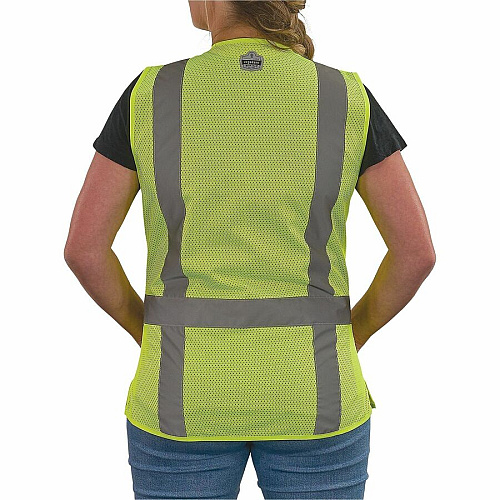 Ergodyne GloWear 8247ZW-S Womens Hi-Vis Surveyor Vest Small - Zipper Closure - 4 Pocket(s) - Polyester, Polyester Mesh - Lime - High Visibility, Zipper Closure, Reflective, Comfortable, Long Lasting, Pocket, Machine Washable, Mesh Back, Reflective (22462)