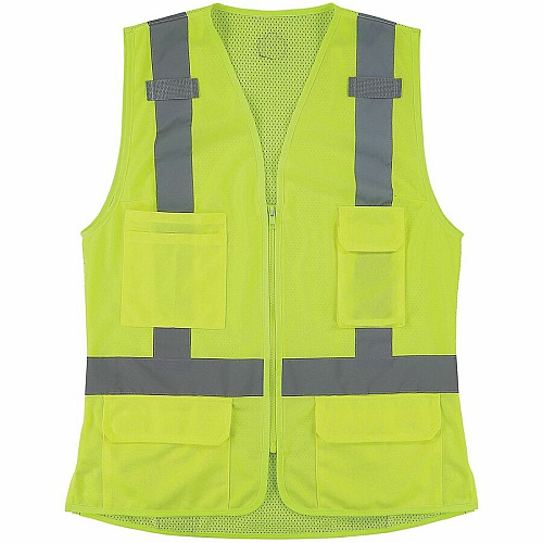 Ergodyne GloWear 8247ZW-S Womens Hi-Vis Surveyor Vest Small - Zipper Closure - 4 Pocket(s) - Polyester, Polyester Mesh - Lime - High Visibility, Zipper Closure, Reflective, Comfortable, Long Lasting, Pocket, Machine Washable, Mesh Back, Reflective (22462)