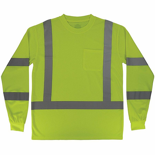 Ergodyne Essential Hi-Vis Long Sleeve T-Shirt - Type R, Class 3 Medium Size - Unisex - Polyester, Fabric - Lime (22053)