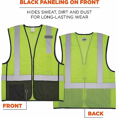 Ergodyne GloWear 8210Z Type R Economy Mesh Vest Recommended for: Construction, Transportation, Utility Crew, Survey Crew, Railway Worker, Baggage Handling, Emergency, Warehouse, Distribution - 6XL/7XL - Zipper Closure - 2 Pocket(s) - Polyester Mes (23020)