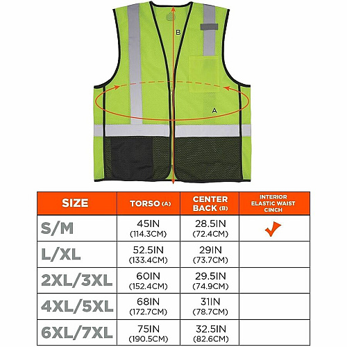 Ergodyne GloWear 8210Z Type R Economy Mesh Vest Recommended for: Construction, Transportation, Utility Crew, Survey Crew, Railway Worker, Baggage Handling, Emergency, Warehouse, Distribution - 6XL/7XL - Zipper Closure - 2 Pocket(s) - Polyester Mes (23020)