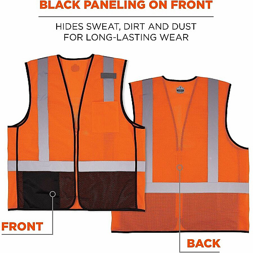 Ergodyne GloWear 8210Z Type R Economy Mesh Vest Recommended for: Construction, Transportation, Utility Crew, Survey Crew, Railway Worker, Baggage Handling, Emergency, Warehouse, Distribution - 6XL/7XL - Zipper Closure - 2 Pocket(s) - Polyester Mes (23030)