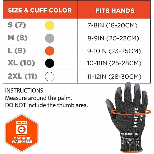 Ergodyne ProFlex 7073 Nitrile Coated Cut-Resistant Gloves Cut, Abrasion Protection - Sandy Nitrile Coating - 7 Size Number - Small Size - Unisex - Gray - Touchscreen Capable - Cut Resistant, Abrasion Resistant, Breathable, Lightweight, Flexible, P (10502)