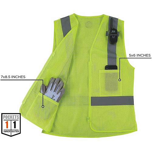 Ergodyne GloWear 8210ZW-S Womens Hi-Vis Safety Vest Recommended for: Construction, Transportation - Small - Zipper Closure - 2 Pocket(s) - Polyester Mesh - Lime - High Visibility, Zipper Closure, Reflective, Comfortable, Long Lasting, Interior Poc (22422)