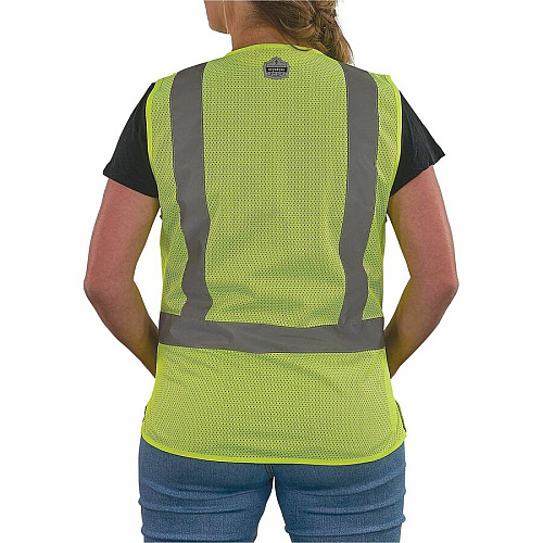 Ergodyne GloWear 8210ZW-S Womens Hi-Vis Safety Vest Recommended for: Construction, Transportation - Small - Zipper Closure - 2 Pocket(s) - Polyester Mesh - Lime - High Visibility, Zipper Closure, Reflective, Comfortable, Long Lasting, Interior Poc (22422)