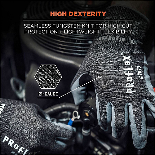 Ergodyne ProFlex 7073 Nitrile Coated Cut-Resistant Gloves Cut, Abrasion Protection - Sandy Nitrile Coating - 11 Size Number - XXL Size - Unisex - Gray - Touchscreen Capable - Cut Resistant, Abrasion Resistant, Breathable, Lightweight, Flexible, Pu (10506)