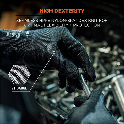 Ergodyne ProFlex 7061 PU Coated Cut-Resistant Gloves Cut, Abrasion, Hand Protection - Polyurethane Coating - 7 Size Number - Small Size - Polyurethane - Blue - Touchscreen Capable - Reinforced Thumb Saddle, Machine Washable, Slash Resistant, Cut R (10322)