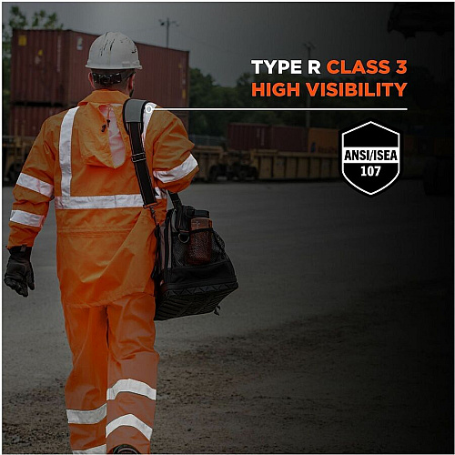 Ergodyne GloWear 8376K Hi-Vis Rain Suit Kits Recommended for: Construction, Utility, Emergency, Airline Crew, Railway Worker, Survey Crew - 5XL - Wind, Water, Rain Protection - Snap/Zipper Closure - 3 Pocket(s) - Polyester, Mesh, 150D Oxford Polye (25339)