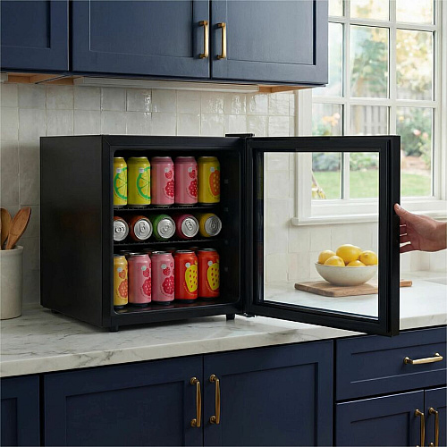 AVANTI Beverage Center, 60 Can Capacity 1.70 ft? - Auto-defrost - Reversible - 1.70 ft? Net Refrigerator Capacity - 120 V AC - Black - Freestanding (AVBC17F2PG)