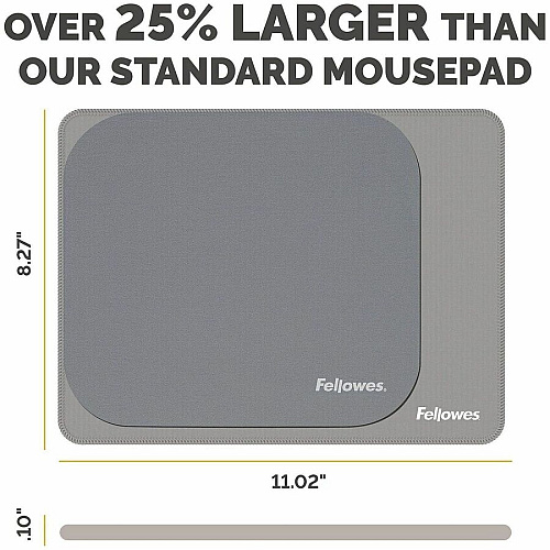 Fellowes Breyta XL Mousepad - Gray 0.09" Height x 11.02" Width x 8.26" Depth - Gray - Rubber - Fray Resistant, Anti-slip, Spill Resistant, Dust Resistant - Extra Large - Mouse - Retail - 1 / Pack (100145423)
