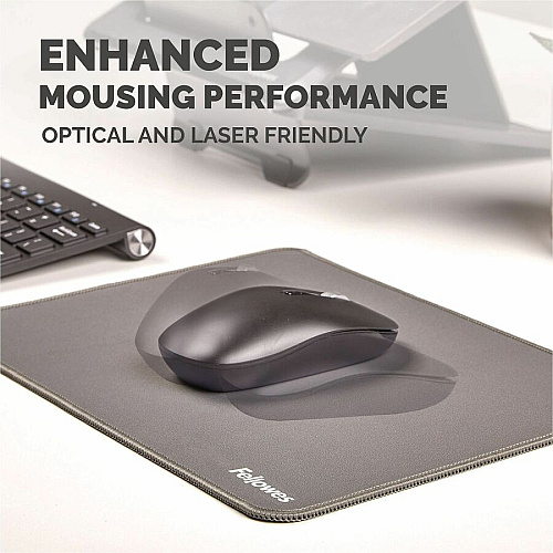 Fellowes Breyta XL Mousepad - Gray 0.09" Height x 11.02" Width x 8.26" Depth - Gray - Rubber - Fray Resistant, Anti-slip, Spill Resistant, Dust Resistant - Extra Large - Mouse - Retail - 1 / Pack (100145423)