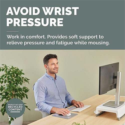 Fellowes Breyta Mousepad Wrist Rest - Gray 0.68" Height x 7.87" Width x 9.44" Depth - Gray - Dust Resistant - Mouse - Retail (100145420)