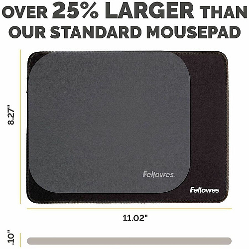 Fellowes Breyta XL Mousepad - Black 0.09" Height x 11.02" Width x 8.26" Depth - Black - Rubber - Fray Resistant, Anti-slip, Spill Resistant, Dust Resistant - Extra Large - Mouse - Retail - 1 / Pack (100145422)