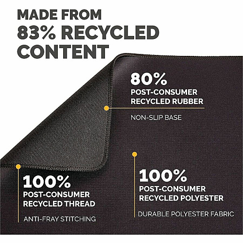 Fellowes Breyta XL Mousepad - Black 0.09" Height x 11.02" Width x 8.26" Depth - Black - Rubber - Fray Resistant, Anti-slip, Spill Resistant, Dust Resistant - Extra Large - Mouse - Retail - 1 / Pack (100145422)