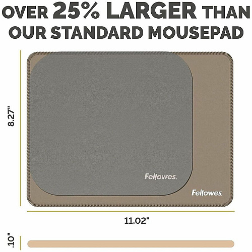 Fellowes Breyta XL Mousepad - Sand 0.09" Height x 11.02" Width x 8.26" Depth - Sand - Rubber, Polyester - Anti-slip, Fray Resistant, Dust Resistant, Spill Resistant - Extra Large - Mouse - Retail - 1 / Pack (100145442)