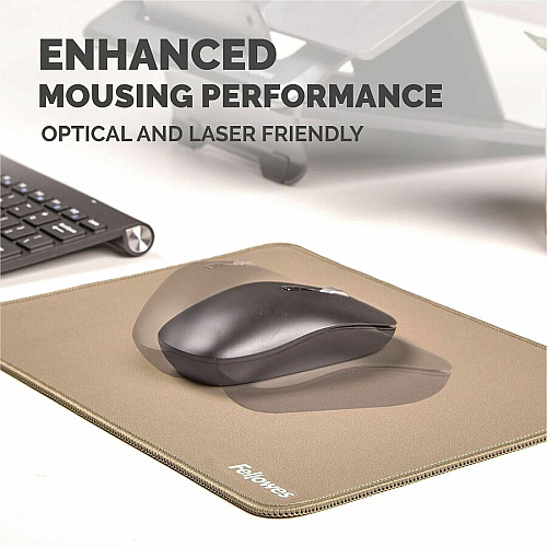 Fellowes Breyta XL Mousepad - Sand 0.09" Height x 11.02" Width x 8.26" Depth - Sand - Rubber, Polyester - Anti-slip, Fray Resistant, Dust Resistant, Spill Resistant - Extra Large - Mouse - Retail - 1 / Pack (100145442)