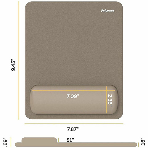 Fellowes Breyta Mousepad Wrist Rest - Sand 0.68" Height x 7.87" Width x 9.44" Depth - Sand - Dust Resistant - Mouse - Retail (100145443)