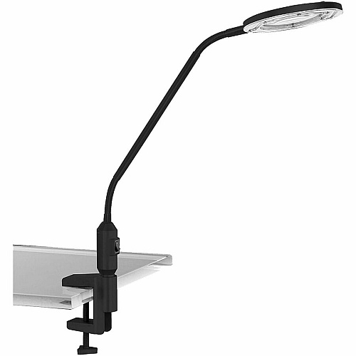 Victory Light LED Task Lamp/Magnifier 16.8" Height x 6.9" Width - 5.40 W LED Bulb - Adjustable, Dust Proof, Scratch Resistant, Dust Resistant, Adjustable Arm, Gooseneck - Desk Mountable, Clamp Mount - Black - for Desk (VLM765B)