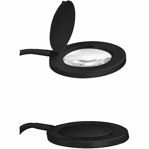 Victory Light LED Task Lamp/Magnifier 16.8" Height x 6.9" Width - 5.40 W LED Bulb - Adjustable, Dust Proof, Scratch Resistant, Dust Resistant, Adjustable Arm, Gooseneck - Desk Mountable, Clamp Mount - Black - for Desk (VLM765B)