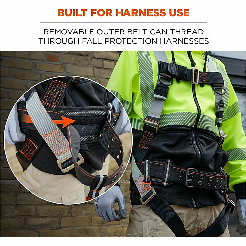 Ergodyne Arsenal 5556 3-Inch Padded Tool Belt - Tool Tethering Attachment Point Adjustable - 5.07 lb Load Capacity - Extra Small (XS)/Small (S) - Buckle Attachment - Black - Polyester - 1 / Each (13670)