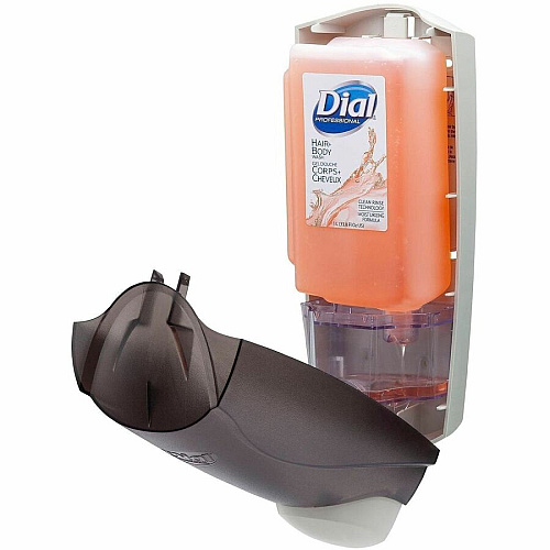 Dial Professional Liter Dispenser Manual - 1.29 quart Capacity - Adjustable, Locking Mechanism, Vandal Resistant, Push Button, Easy to Use - Smoke (03922CT)