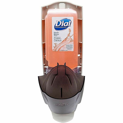 Dial Professional Liter Dispenser Manual - 1.29 quart Capacity - Adjustable, Locking Mechanism, Vandal Resistant, Push Button, Easy to Use - Smoke (03922CT)