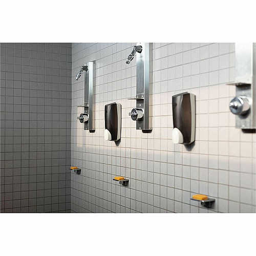 Dial Professional Liter Dispenser Manual - 1.29 quart Capacity - Adjustable, Locking Mechanism, Vandal Resistant, Push Button, Easy to Use - Smoke (03922CT)