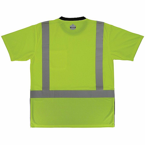 Ergodyne GloWear 8286BK Essential Hi-Vis T-Shirt Large Size - Unisex - Polyester, Fabric - Lime, Black (22164)