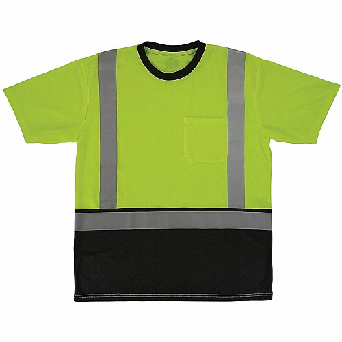 Ergodyne GloWear 8286BK Essential Hi-Vis T-Shirt Extra Small (XS) Size - Unisex - Polyester, Fabric - Lime, Black (22161)