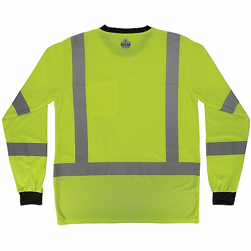 Ergodyne GloWear 8369BK Essential Hi-Vis Long Sleeve T-Shirt Large Size - Unisex - Polyester, Fabric - Black, Lime (22204)