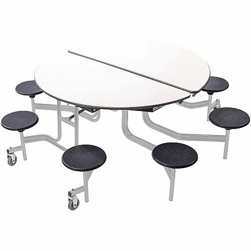 National Public Seating Mobile Stool Units Round Table Top - Finish: Black - Gray Nebula Table Top - Washable, Handle, Lockable, Easy to Clean, Rolling Caster, Laminated (TR60SMPPGY10)