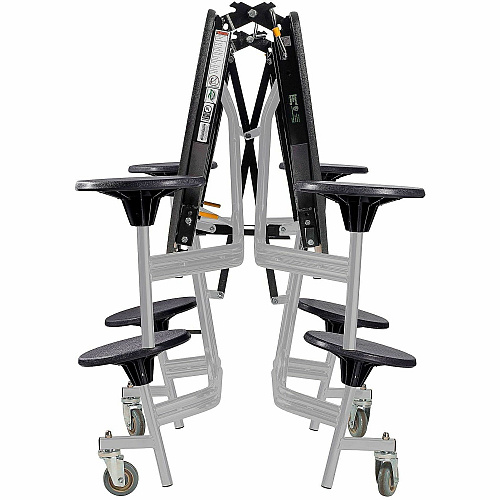 National Public Seating Mobile Stool Units Round Table Top - Finish: Black - Gray Nebula Table Top - Washable, Handle, Lockable, Easy to Clean, Rolling Caster, Laminated (TR60SMPPGY10)