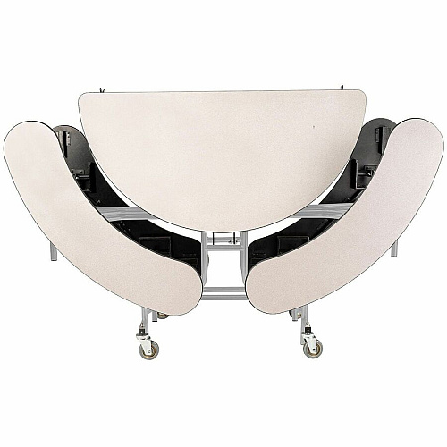 National Public Seating Mobile Fixed-Bench Units Curved - Finish: Gray Nebula - Gray Nebula Table Top - Laminated, Washable, Handle, Mobility, Lockable, Easy to Clean, Rolling Caster, Fixed (TR60BMPPGYGY)