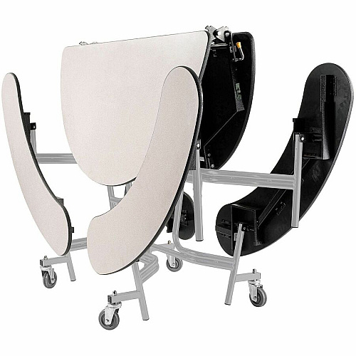 National Public Seating Mobile Fixed-Bench Units Curved - Finish: Gray Nebula - Gray Nebula Table Top - Laminated, Washable, Handle, Mobility, Lockable, Easy to Clean, Rolling Caster, Fixed (TR60BMPPGYGY)