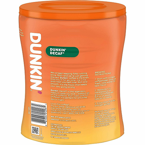 Dunkin Donuts Dunkin' Donuts Ground Medium-Roast Decaf Ground Coffee Medium - Ground - Decaf, Original Blend - Decaffeinated (01293)