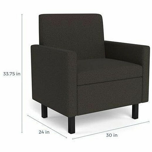 Safco Movvi Modular Single-Seat Chair with Both Arms 33.8" Height x 30" Width x 24" Depth - Finish: Dorset Slate - Long Lasting, Durable, Upholstered, Armrest, Upholstered Arm, Modular - For Lounge (MISSABDT16)